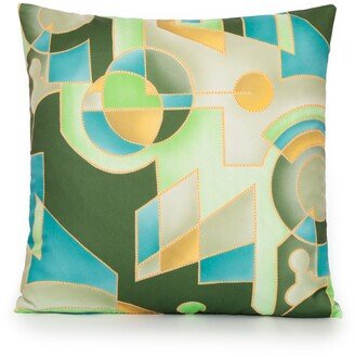 Geometric Blue Yellow Green Decorative Pillow Cover. Accent Throw Pillow, Home Decor.