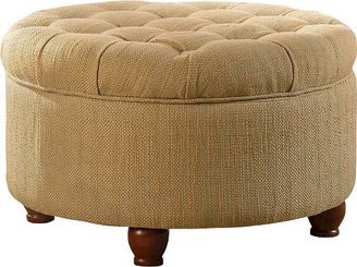 Tweed Tufted Storage Ottoman Tan/Cream