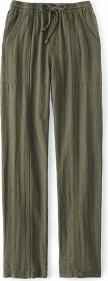 Women's Jacquard Linen Pants - Dark Olive - 1X - Plus Size