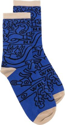 Patterned Intarsia-Knit Socks