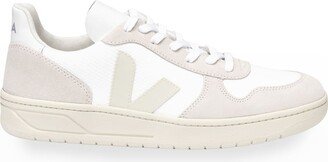 V-10 Mixed Leather Low-Top Court Sneakers-AA