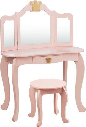 Kids Makeup Dressing Table Chair Set Princess Vanity