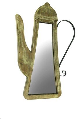 Three Hands Corp. Antiqued Weathered Wood Frame Teapot Wall Mirror - 23.75 X 16.5 X 1 inches