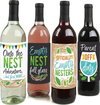 Big Dot Of Happiness Empty Nesters - Empty Nest Party Decorations - Wine Bottle Label Stickers - 4 Ct