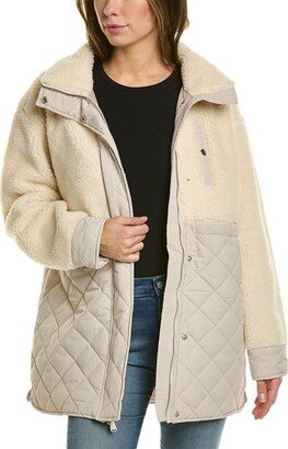 Mixed Sherpa Longline Quilted Jacket