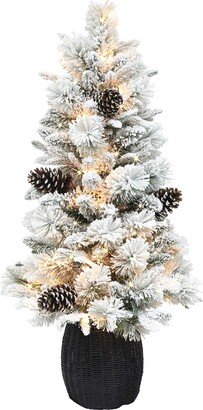 3.5 ft Pre-Lit Flocked Artificial Christmas Tree