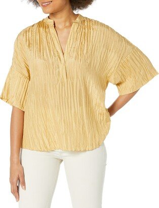 Women's S/S Crushed Band Collar Blouse