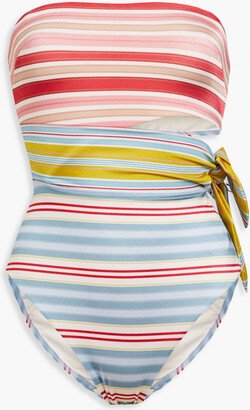Cutout striped bandeau swimsuit