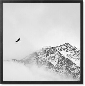 Photo Tiles: Soaring Snow Bid Photo Tile, Black, Framed, 8X8, White