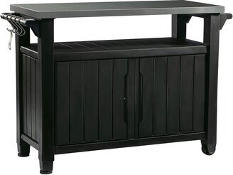 Outdoor Grill Party Bar Serving Cart with Storage in Graphite Grey - 35.4'' H x 48.7'' W x 20.4'' D