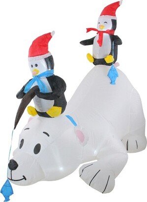 Northlight 6' White and Black Inflatable Polar Bear and Penguins Lighted Outdoor Christmas Decor