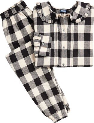 Ruffled Plaid Cotton Two-Piece Sleep Set