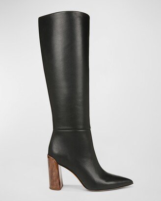 Pilar Wide Calf Leather Knee Boots