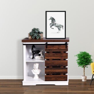 INSEUS Rustic Farmhouse Accent Side Cabinet Buffet Sideboard with Sliding Barn Door and Interior Shelves