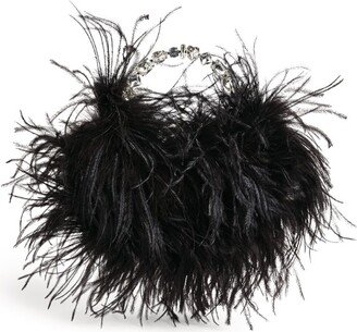 L'Alingi Crystal-Embellished Feather Clutch Bag