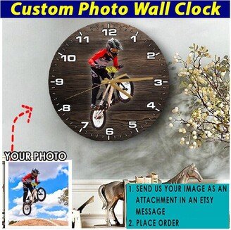 Bmx Racing Bike Rider Offroad Racing, Personalized Wooden Wall Clock, Gifts For Rider, Bicycle Motocross, Bmx Freestyle