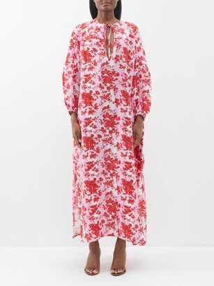 Rose Floral-print Linen Tunic Dress