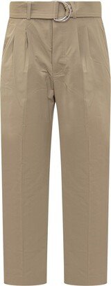 Mid-Rise Belted Tapered Trousers