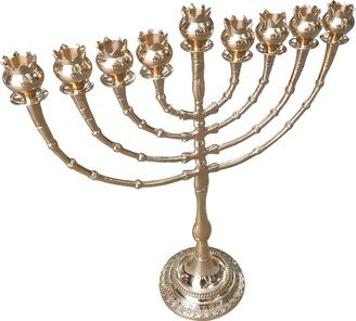 Hanukkah Menorah 9 Branch 16 Inches Height. Design With Pomegranates Cups