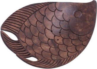 Handmade Fabulous Fish Coconut Shell Soap Dish - Brown