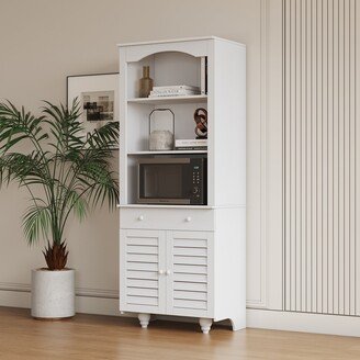 Aoolive Freestanding Vintage Style Cabinet with Pantry Storage Cabinet and Adjustable Shelves