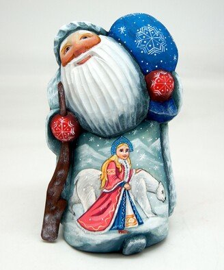 G.DeBrekht Woodcarved and Hand Painted Snow Maidens Friend Santa Figurine