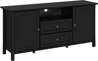 58in Modern TV Console Table Mid-century TV Storage Cabinet Black