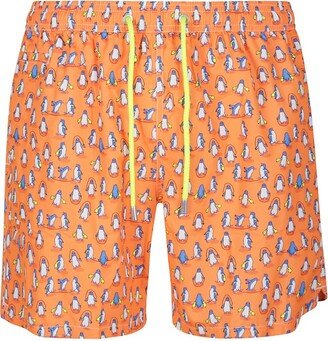 All-Over Patterned Drawstring Swim Shorts-AI