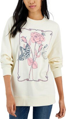 Juniors' Rose Box Graphic Sweatshirt