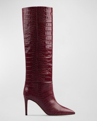 85mm Mock-Croc Stiletto Knee Boots