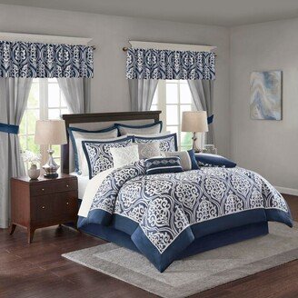 Gracie Mills 24-pc Essentials Jordan Room in A Bag Faux Silk Comforter Set - King