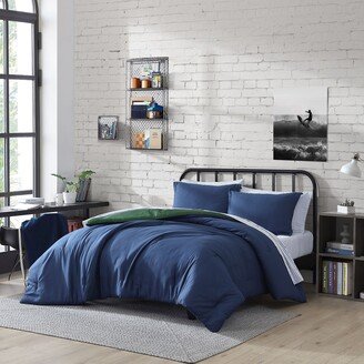 Solid Reversible Navy Multi-Piece Bed Set