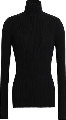 Merino Fine Rib Top Long Sleev Turtleneck Black