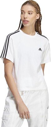 Essentials 3-Stripes Single Jersey Crop Top (White/Black) Women's Clothing