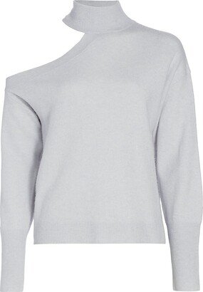 Cashmere Shoulder-Cutout Turtleneck Sweater