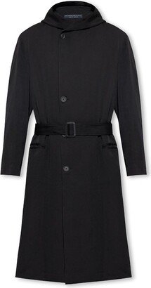 Belted Waist Hooded Coat