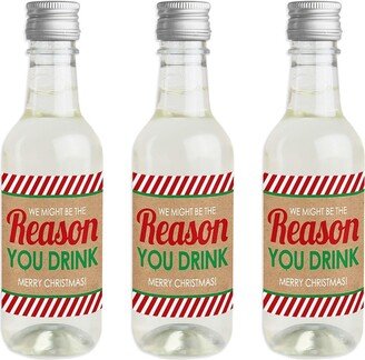 Big Dot Of Happiness Teacher Christmas - Mini Wine Bottle Label Stickers Holiday Teachers Gifts 16 Ct