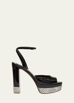 Cassandrina Alta Patent Crystal Red Sole Platform Sandals