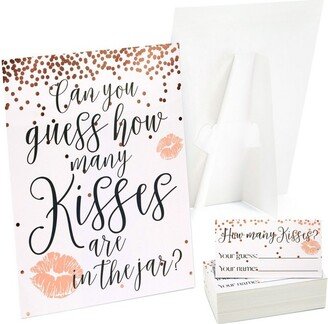 Sparkle and Bash Guess How Many Kisses Bridal Shower Game for 60 Guests (1 Rule Board, 60 Guessing Cards)