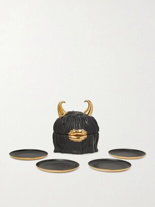 Haas Lynda Porcelain and Gold-Plated Plate Set