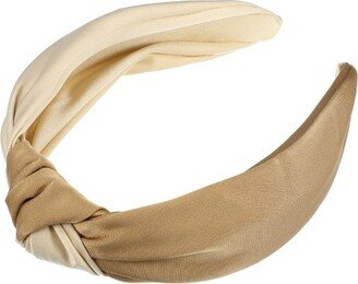 Unique Bargains Women's Top Knotted Fashion Elastic Wide Headband Beige Brown 1 Pc