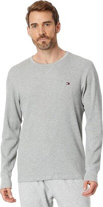 Waffle Sleep Long Sleeve Crew Neck (Grey Heather) Men's Pajama