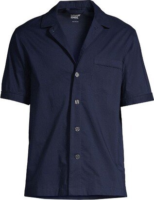 Land' End Men' Short Sleeve Poplin Pajama Shirt - Medium - Radiant Navy