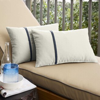 Humble and Haute Sunbrella Canvas Natural /Spectrum Indigo Indoor/ Outdoor Pillows, Set of 2