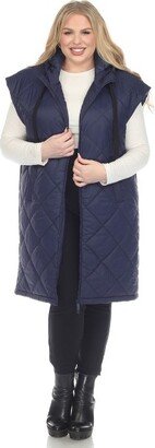 Plu Size Diamond Quilted Hooded Puffer Vet Blue 3X