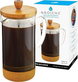 MELBOURNE Eco Friendly French Press Coffee Maker with Bamboo Cork, 34 fl oz. Capacity