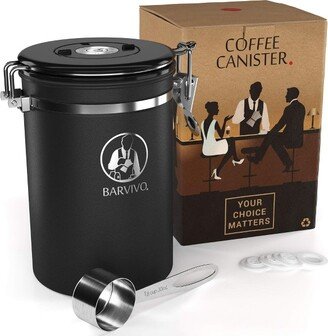 Barvivo Coffee Canister for Ground Coffee & Coffee Beans - Black