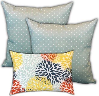 Joita Home Fall Dahlia Blossums Indoor/Outdoor, Zippered Pillow Cover with Insert, Set of 3 Pillow