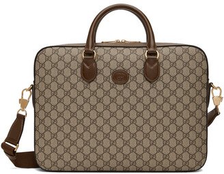 Beige & Brown GG Supreme Business Briefcase