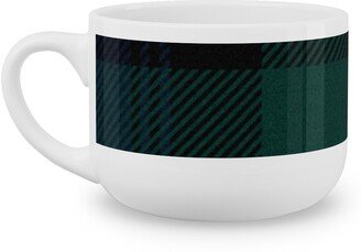 Mugs: Blackwatch Tartan - Black Latte Mug, White, 25Oz, Black